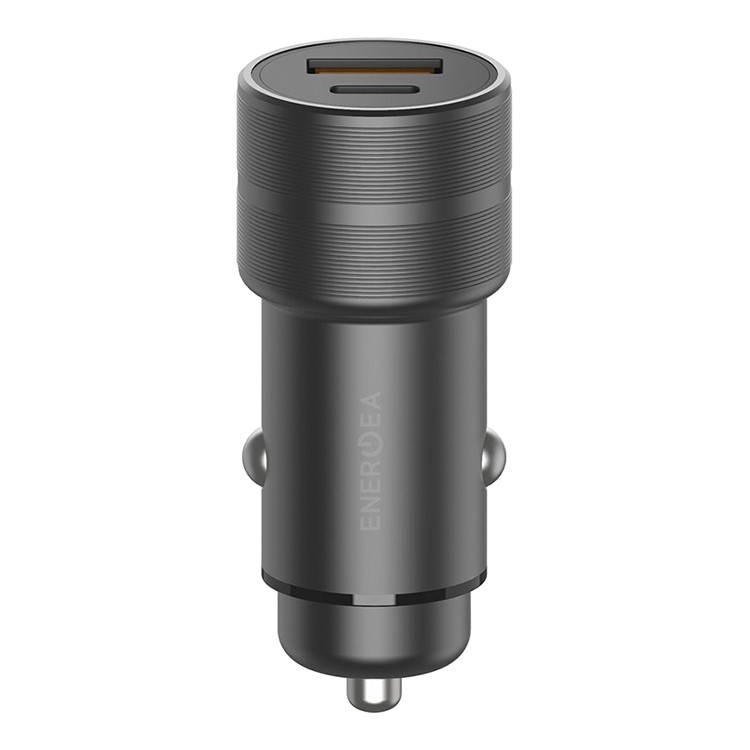 Автомобильное зарядное EnergEA Alu Drive PD20 Plus, USB-C PD20 + USB QC3.0, Aluminum Gunmetal