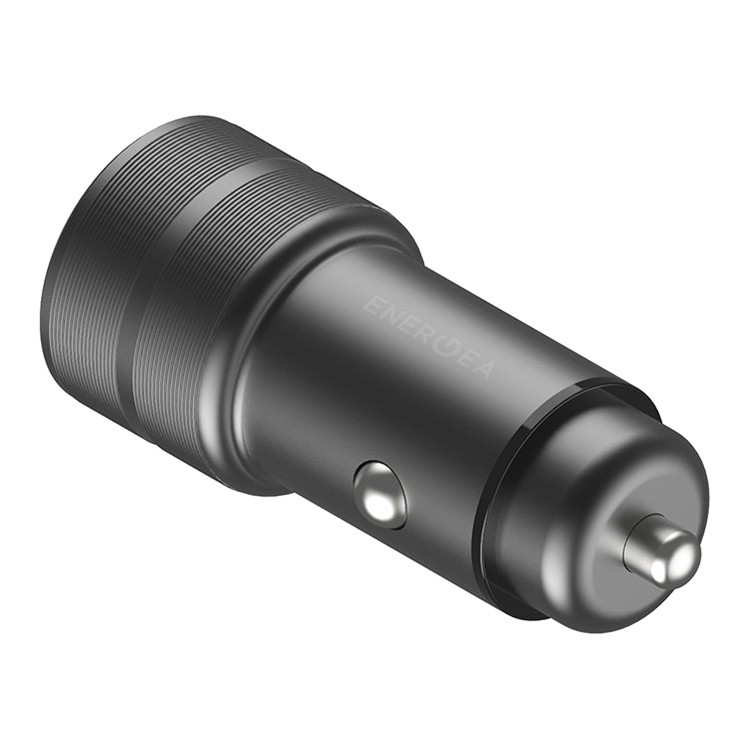 Автомобильное зарядное EnergEA Alu Drive PD20 Plus, USB-C PD20 + USB QC3.0, Aluminum Gunmetal
