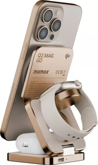 Беспроводная Зарядка MOMAX 3-in-1, Gold