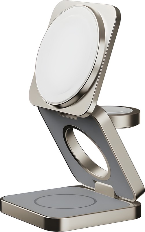 Беспроводная Зарядка MOMAX 3-in-1, Natural Titanium