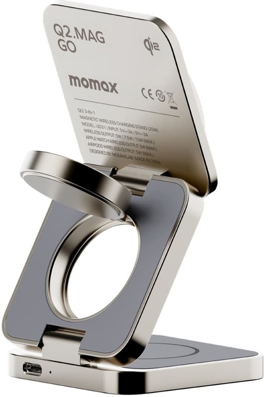 Беспроводная Зарядка MOMAX 3-in-1, Natural Titanium