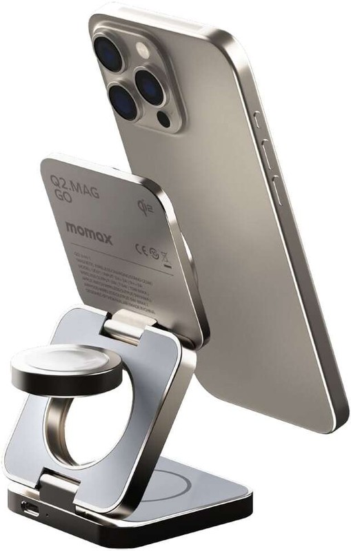 Беспроводная Зарядка MOMAX 3-in-1, Natural Titanium
