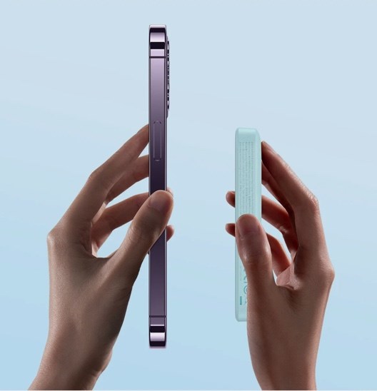 Внешний магнитный беспроводной аккумулятор BASEUS Magnetic 6000 mAh, 20W, с кабелем Type-C to Type-C 50 см, Blue, PPCX020003