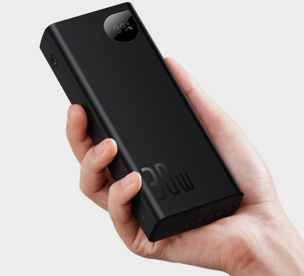 Внешний аккумулятор Baseus Adaman Metal Display Fast charge Power Bank 20000mAh 30W с кабелем Type-C-Type-C 60W 50см Черный (PPAD030001)