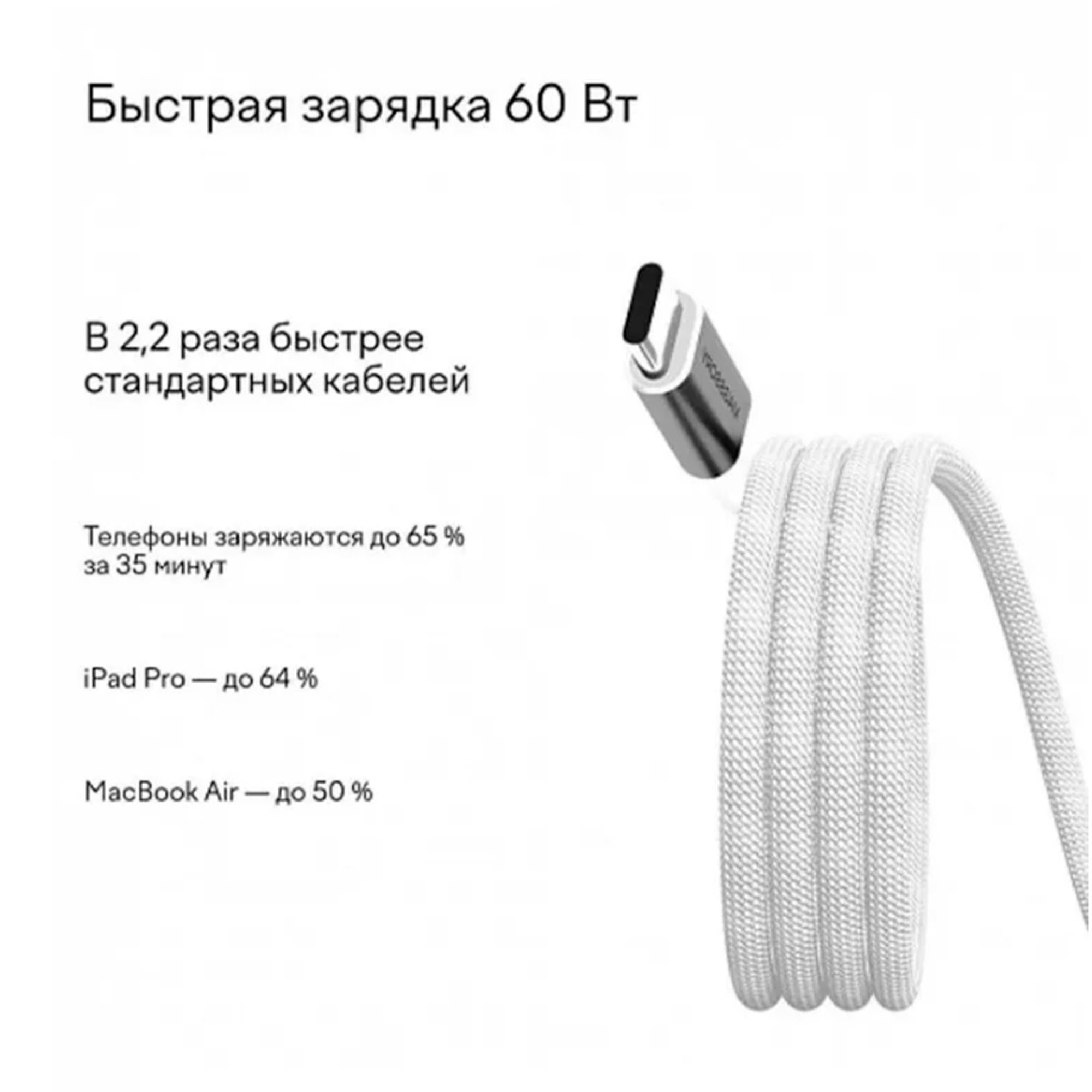 Магнитный кабель Magssory 60W 1.2 м, White