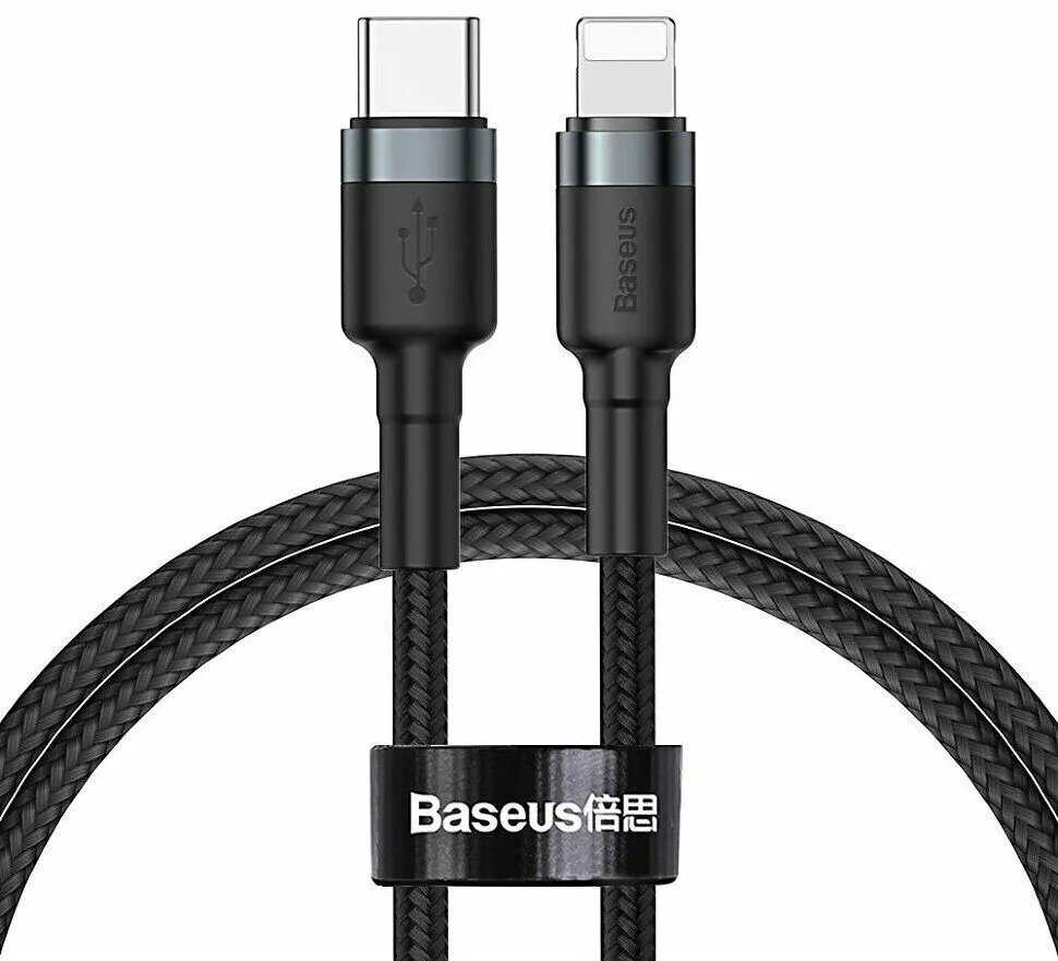 Кабель Baseus Cafule USB Type-C - Lightning 20 Вт, черный-серый