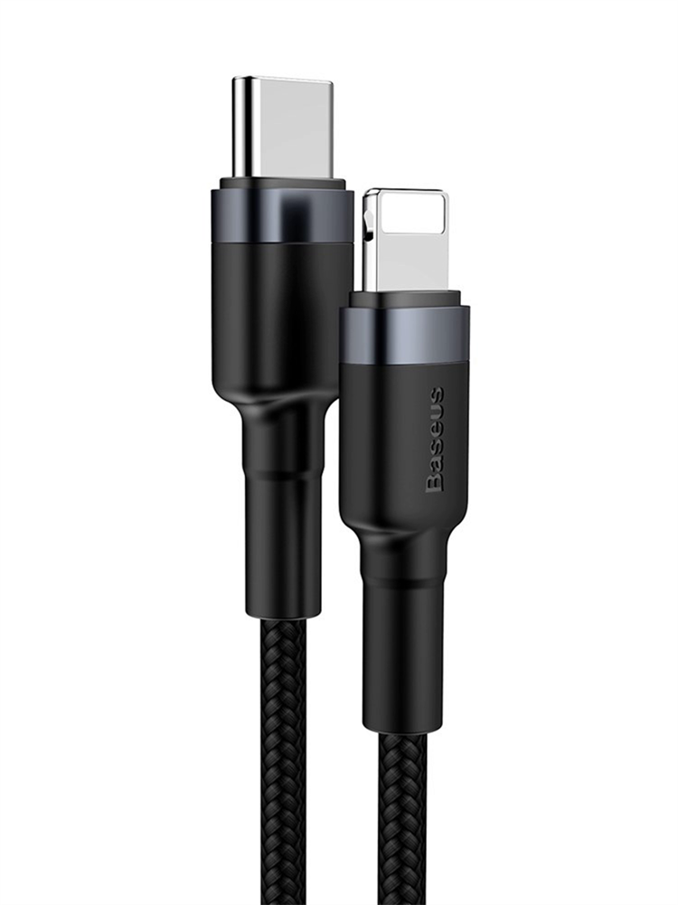 Кабель Baseus Cafule USB Type-C - Lightning 20 Вт, черный-серый