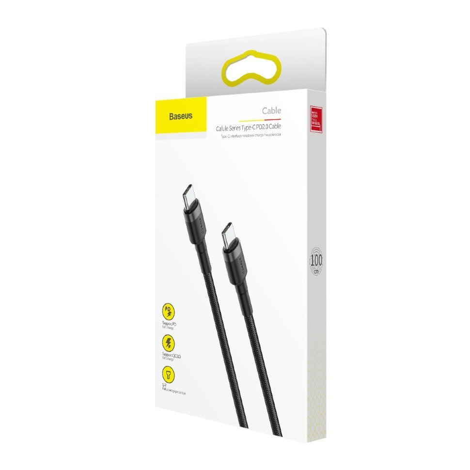 Кабель Baseus Cafule Series Type-C PD2.0 60W Flash charge Cable (20V 3A) 1M (CATKLF-GG1) - Gray black