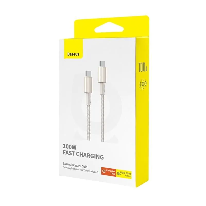Кабель USB BASEUS Tungsten Gold Fast Charging, USB - Type-C, 100W, длина 2 метра, Gold
