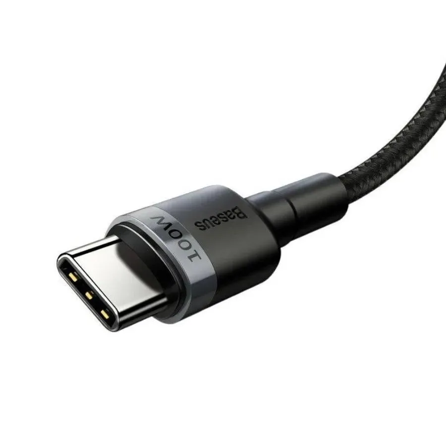 Кабель Baseus Cafule USB Type-C - Type-C 100 Вт, 2 м. черный-серый