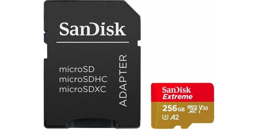 Карта памяти Sandisk Extreme 256GB MicroSDXC Class 10/UHS-I/U3/V30/A2/160 Мб/с SDSQXA1-256G-GN6MA