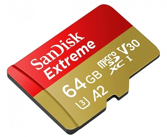 Карта памяти Sandisk Extreme 64GB MicroSDXC Class 10/UHS-I/U3/V30/A2/160 Мб/с SDSQXA2-064G-GN6MA