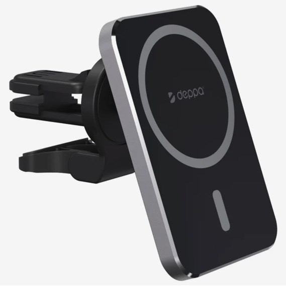 Магнитный держатель с беспроводной зарядкой Deppa Mage Safe Qi черный