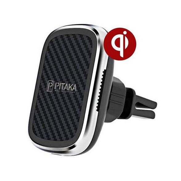 Держатель магнитный Pitaka New Magmount Qi (вентиляция) чёрная/black