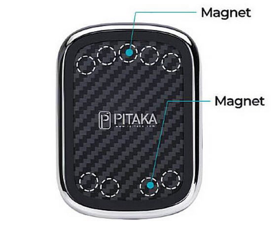 Держатель магнитный Pitaka New Magmount Qi (вентиляция) чёрная/black