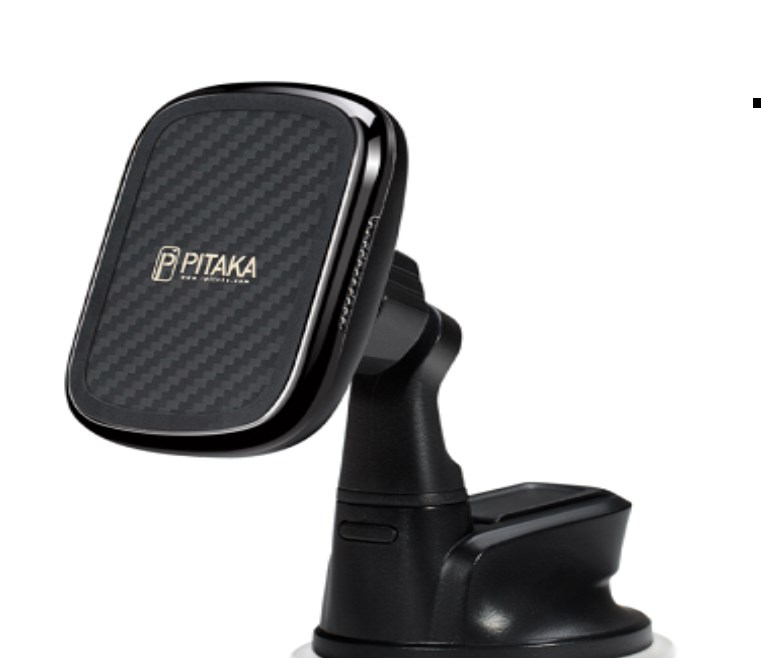Держатель магнитный Pitaka Magmount Qi (присоска) чёрная/black