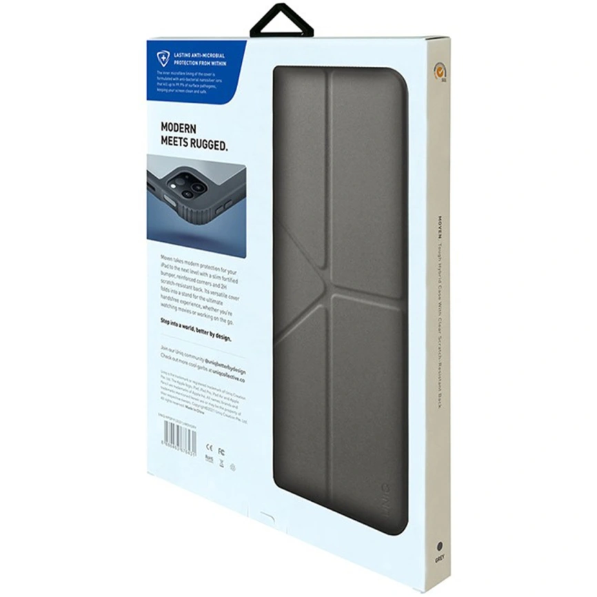 Чехол Uniq Moven Anti-microbial для iPad Pro 11" (2022/21/20) Серый