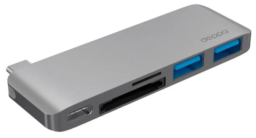 Хаб Deppa USB-C 5 в 1 (72217) Space Gray