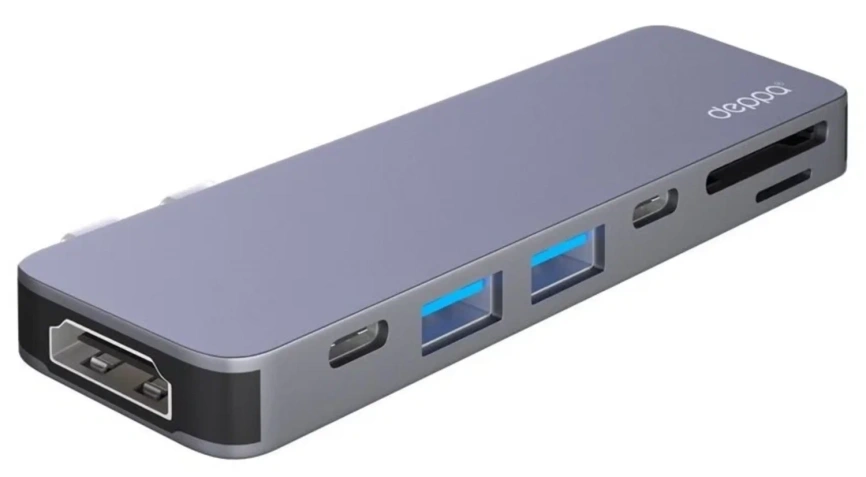 Хаб Deppa USB-C 7 в 1 (73121) Space Gray