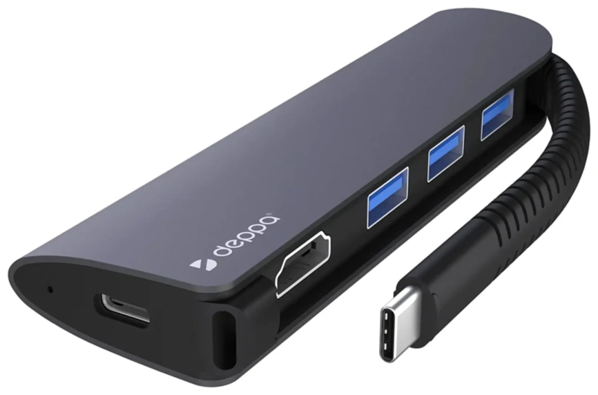 Хаб Deppa USB-C 5 в 1 (73125) Space Gray