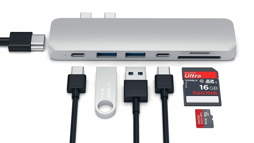 Хаб Satechi USB-C 7 в 1 (ST-CMBPS) Silver