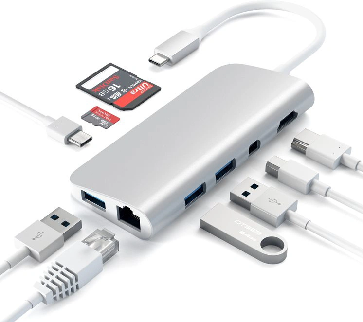 Хаб Satechi USB-C 9 в 1 (ST-TCMM8PAS) Silver