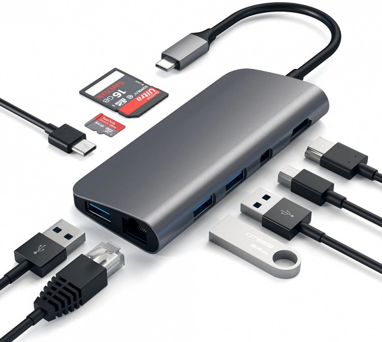 Хаб Satechi USB-C 9 в 1 (ST-TCMM8PAM) Space Gray