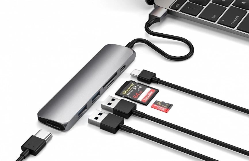 Хаб Satechi USB-C 6 в 1 (ST-SCMA2M) Space Gray