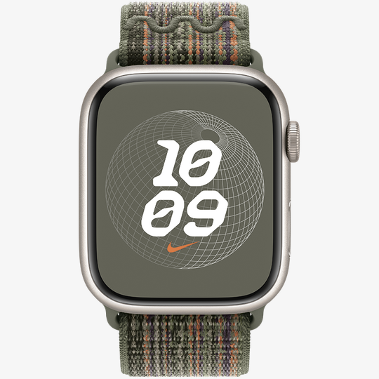 Ремешок для Apple Watch 45 мм Sequoia/Orange Nike Sport Loop (MTL63)