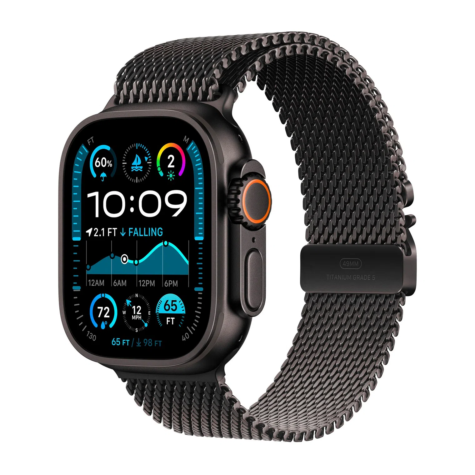 Ремешок Apple Watch 49mm Titanium Milanese Loop Black Titanium L