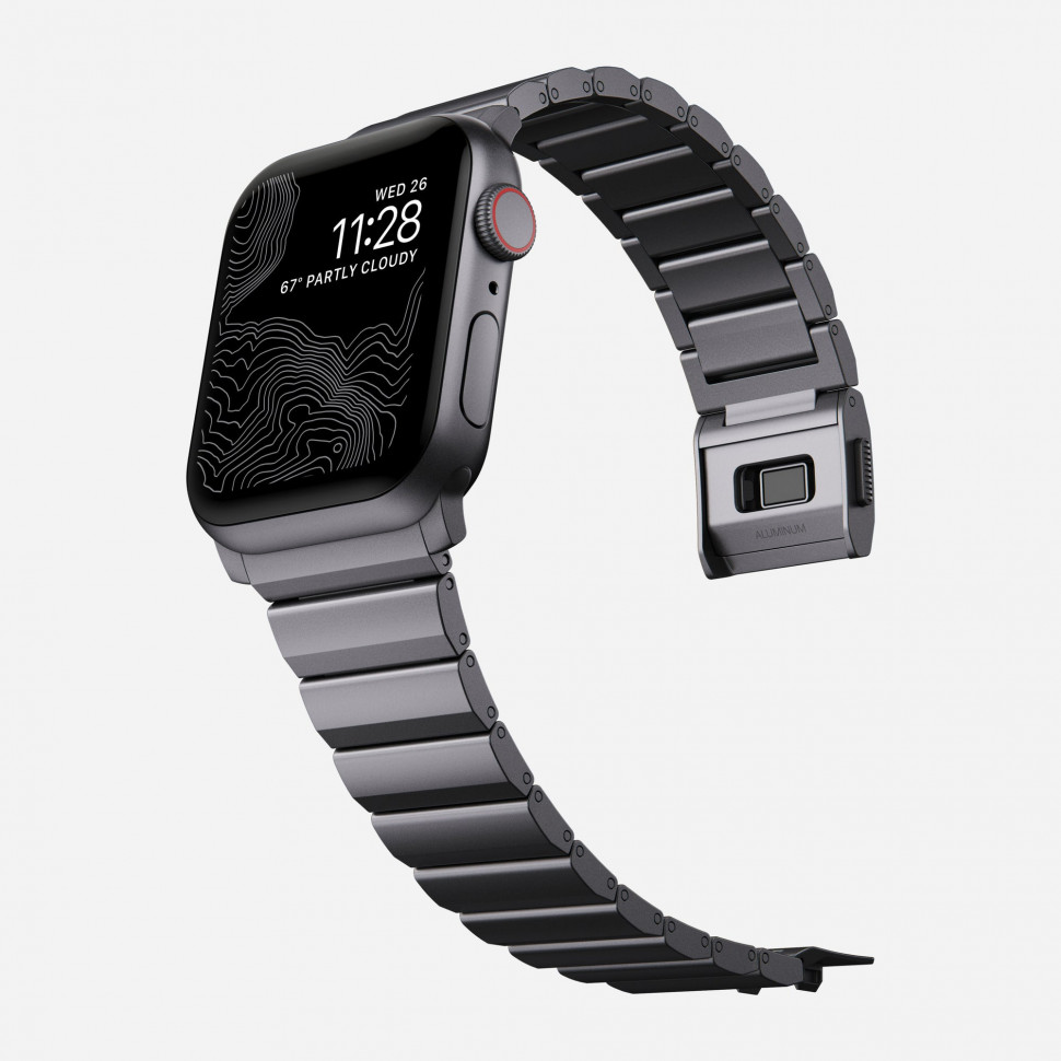 Ремешок Nomad Aluminum Band для Apple Watch 49/45/44/42 мм серый космос (Space Gray)