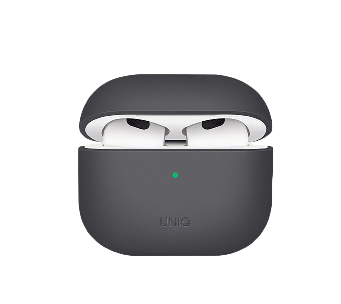 Чехол с карабином Uniq Lino Liquid Silicone для AirPods 3 Серый