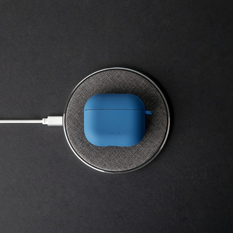 Чехол Uniq NEXO Liquid silicone +carabin +Sports ear hooks для AirPods 3  Голубой