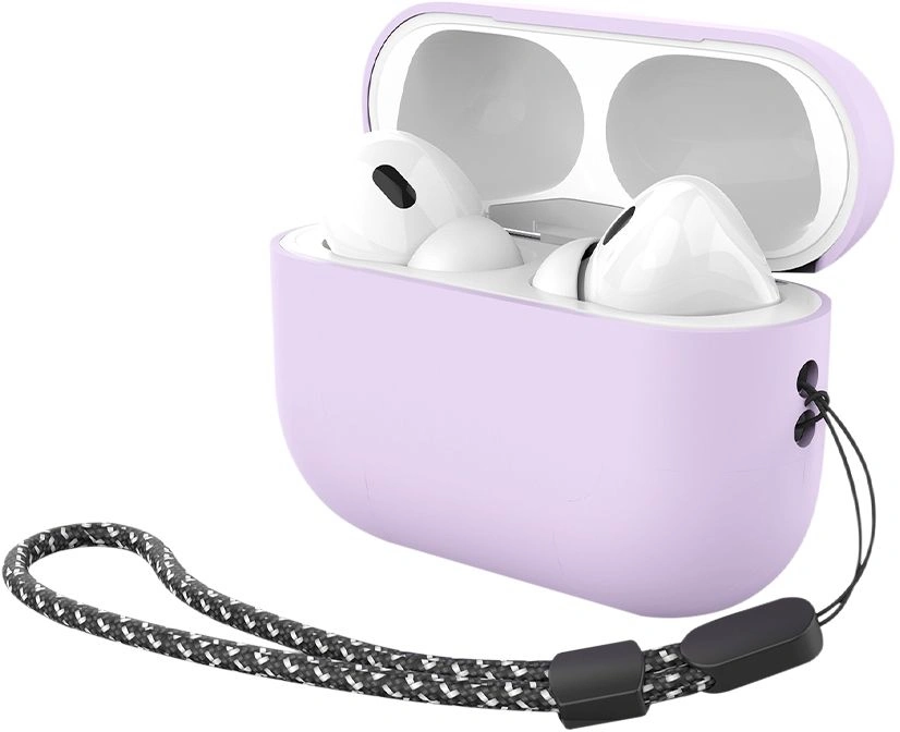 Силиконовый чехол Deppa для AirPods PRO2 с ремешком (47342) Purple